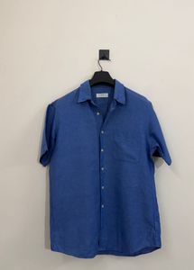 Men's Blue Linen Blend Shirt