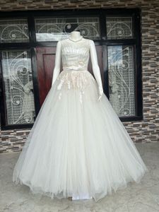 Luxury white gown with 3d lace appliques