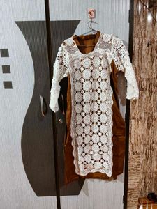Elegant Brown &amp; White Kurta