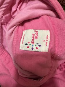 Pink Heart Print Cropped Hoodie