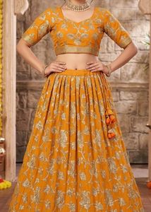Designer Orange Floral Lehenga Choli Set