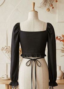 Chic Black Ruched Crop Top