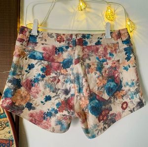 ZARA Floral Print Denim Shorts