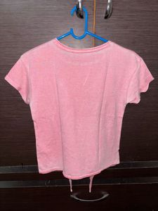 Pink Tie-Front Graphic T-Shirt