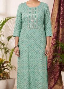 Elegant Teal Geometric Print Kurta
