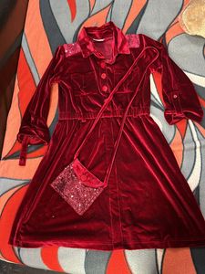 Velvet Dress with Matching Bag
