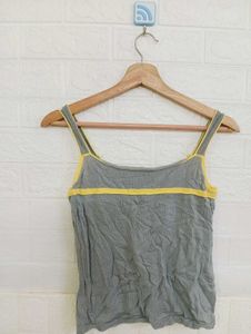 Gray Tank Top with Yellow Trim