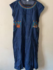 Embroidered Denim Kurta maternity wear/daily wear