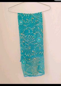 Stunning Teal Embroidered georgette Dupatta