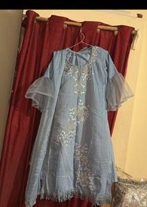 Elegant Blue Embroidered Kurta Set with Dupatta