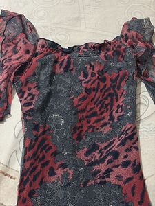 Sheer Animal Print Midi Dress