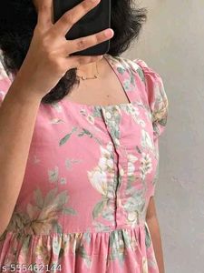 Pink Floral Tiered Maxi Dress_S