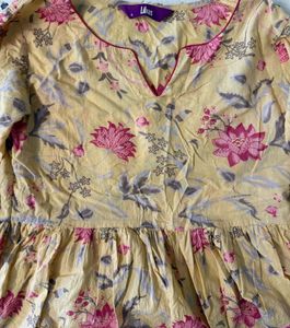 Yellow Floral Print Kurta