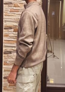 Men's Brown Zip Neck Sweater