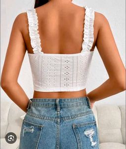 White Ruffle Trim Cami Top