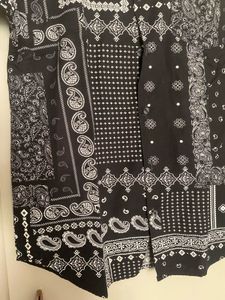 Men's Black Bandana Print Short Sleeve Shirt