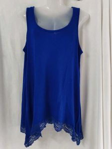 Cobalt Blue Lace Trim Tank Top