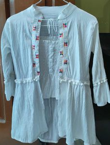 Chic indo- western white layered top