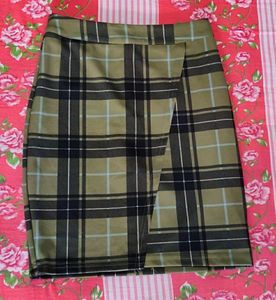 Olive Green Plaid Skirt