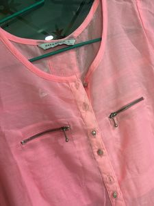 ZARA Neon Pink Sheer Top