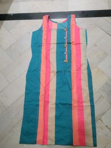 Colorful Striped Sleeveless Kurta