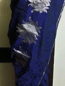 Regal Purple Silk Fabric with Copper Zari Motifs
