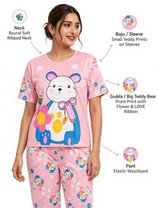 Cute Bear Pink Pajama Set