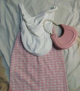 Chic Y2K Pink Houndstooth Set
