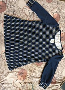 Stylish Blue Geometric Print Tunic Top