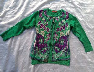 Green Floral Sweater
