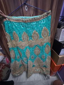 Embroidered Teal Blouse &amp; lehenga