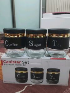 Classy Tea, Coffee, Sugar Container Set in Black