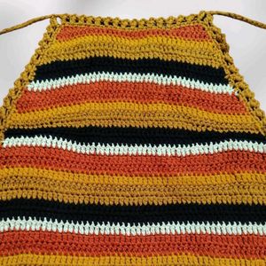Crocheted Striped Halter Top S