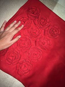 Elegant Red Rose Embellished Dress