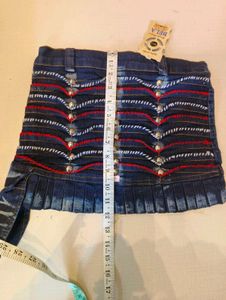 Vintage Y2K Studded Pleated Denim Mini Skirt