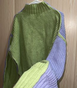 Two-Tone Korean Knit Pullover