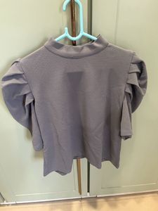 Stylish Grey Puff Sleeve Top