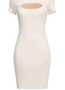 White Ribbed Cut-out One piece