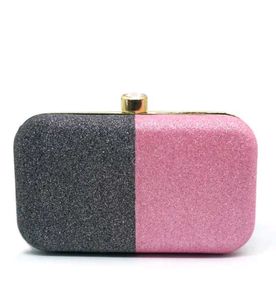 Sparkling Pink &amp; Grey Clutch Bag