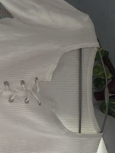 White Lace-Up Crop Top