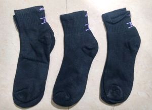 Branded Black Ankle Length Socks Pack Of 3 Pairs