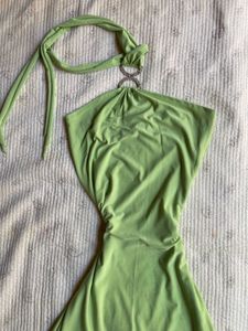 y2k Lime Green Halter Neck Dress