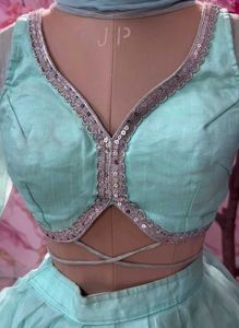 Mint Green Sequin Blouse &amp; Skirt