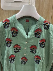 Embroidered Mint Green Kurta