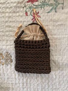 Chic Crochet Handbag with Ribbon