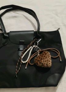 Practical black medium-size tote bag