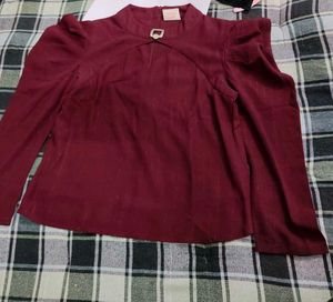 Burgundy Puff Sleeve Top
