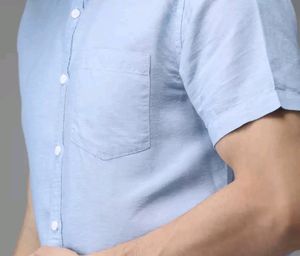 Here&amp;Now Premium Linen Cotton Blue Shirt