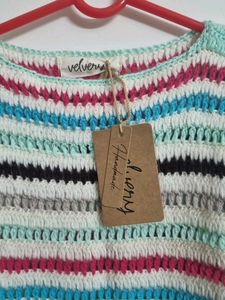 Striped Crochet Knit Top