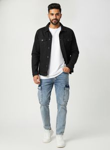 Men's Acid Wash Cargo Jeans